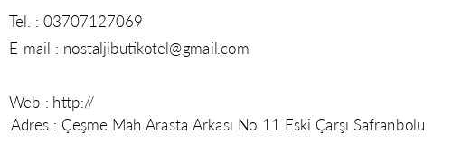 Nostalji Hotel telefon numaralar, faks, e-mail, posta adresi ve iletiim bilgileri